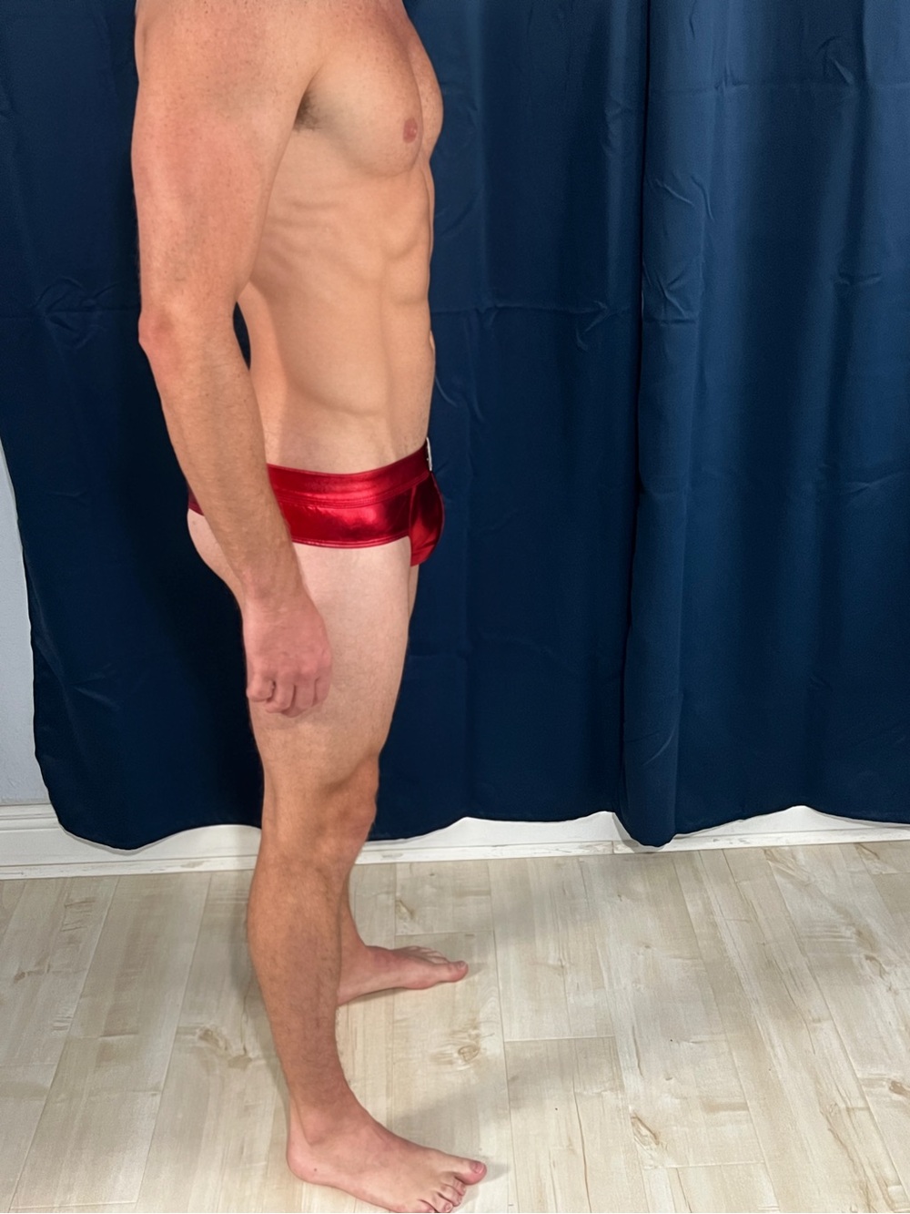 Red JockMail Metallic Men's Thong - Shiny Supportive Underwear - Picture 3 of 4